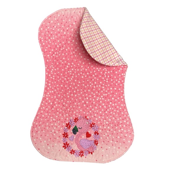 Hand Crafted Other - Hand Crafted Flannel Baby Burp Cloth Contoured Padded Reversible Pink Flamingo